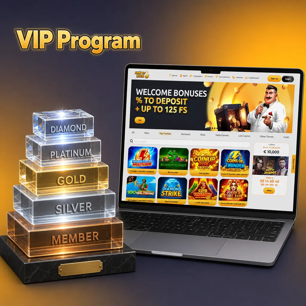 HandofLuck VIP Program with 5 tiers offering cashback, faster Crypto+ withdrawals and a personal account manager